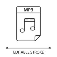 icono lineal de archivo mp3. documento de audio digital. formato de archivo de música. ilustración de línea delgada. símbolo de contorno dibujo de contorno aislado vectorial. trazo editable vector