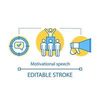 Motivational speech concept icon. Protest, meeting action idea thin line illustration. Leadership skills. Public speaking. Political leader. Orator, speaker. Vector isolated drawing. Editable stroke