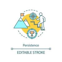 Persistence concept icon. Goal achieving. Career ladder movement. Skill improvement and personal growth. Purposefulness idea thin line illustration. Vector isolated outline drawing. Editable stroke