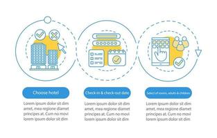 Hotel booking vector infographic template. Business presentation design elements. Accommodation, apartment reservation. Data visualization with steps, options. Process timeline chart. Workflow layout