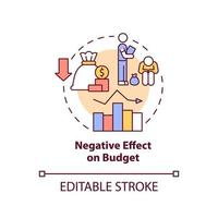 Negative effect on budget concept icon. Legalizing unauthorized immigrants issues abstract idea thin line illustration. Isolated outline drawing. Editable stroke. Arial, Myriad Pro-Bold fonts used vector