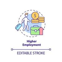 Higher employment concept icon. Relocation to get job. Pull factor for migration abstract idea thin line illustration. Isolated outline drawing. Editable stroke. Arial, Myriad Pro-Bold fonts used vector