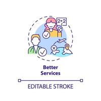 Better services concept icon. Life quality level. Pull factor for migration abstract idea thin line illustration. Isolated outline drawing. Editable stroke. Arial, Myriad Pro-Bold fonts used vector