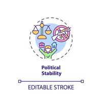Political stability concept icon. Moving for safety. Pull factor for migration abstract idea thin line illustration. Isolated outline drawing. Editable stroke. Arial, Myriad Pro-Bold fonts used