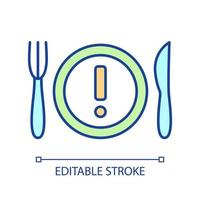 Mindful eating RGB color icon. Changing eating habits. Paying attention to diet. Proper eating choices. Isolated vector illustration. Simple filled line drawing. Editable stroke. Arial font used