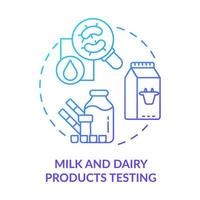 Milk and dairy products testing blue gradient concept icon. Lab analysis abstract idea thin line illustration. Flavour and color quality. Isolated outline drawing. Myriad Pro-Bold font used vector