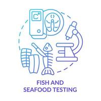 Fish and seafood testing blue gradient concept icon. Expertise in food market abstract idea thin line illustration. Inspection program. Isolated outline drawing. Myriad Pro-Bold font used vector