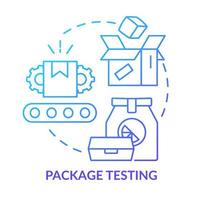 Package testing blue gradient concept icon. Materials processing and evaluating abstract idea thin line illustration. Performance test. Isolated outline drawing. Myriad Pro-Bold font used vector