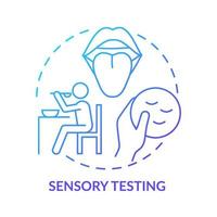 Sensory testing blue gradient concept icon. Food samples evaluation abstract idea thin line illustration. Appearance and smell test. Isolated outline drawing. Myriad Pro-Bold font used vector