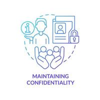 Maintaining confidentiality blue gradient concept icon. Sensitive information protection. HR skills abstract idea thin line illustration. Isolated outline drawing. Myriad Pro-Bold font used vector