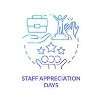 Staff appreciation days blue gradient concept icon. Employees achievement. HR organizing skills abstract idea thin line illustration. Isolated outline drawing. Myriad Pro-Bold font used vector