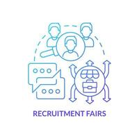 Recruitment fairs blue gradient concept icon. Sharing job information. HR organizing skills abstract idea thin line illustration. Isolated outline drawing. Myriad Pro-Bold font used vector