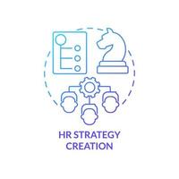 HR strategy creation blue gradient concept icon. Business planning and analysing. Working skills abstract idea thin line illustration. Isolated outline drawing. Myriad Pro-Bold font used vector