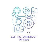 Getting to root of issue blue gradient concept icon. Efficient problems solving. HR skills abstract idea thin line illustration. Isolated outline drawing. Myriad Pro-Bold font used vector