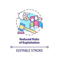 Reduced risks of exploitation concept icon. Positive impact of legalizing immigrants abstract idea thin line illustration. Isolated outline drawing. Editable stroke. Arial, Myriad Pro-Bold fonts used