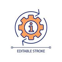 Information of technology setting change RGB color icon. Gear and arrows. Information and support service. Isolated vector illustration. Simple filled line drawing. Editable stroke. Arial font used
