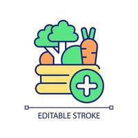 Eat more vegetable RGB color icon. Buying fresh food online service. Products for healthy dieting. Isolated vector illustration. Simple filled line drawing. Editable stroke. Arial font used