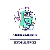 Additional assistance concept icon. Medical service. Hospice patient care program abstract idea thin line illustration. Isolated outline drawing. Editable stroke. Arial, Myriad Pro-Bold fonts used vector