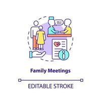 Family meetings concept icon. Information of patient condition. Hospice service abstract idea thin line illustration. Isolated outline drawing. Editable stroke. Arial, Myriad Pro-Bold fonts used vector