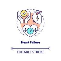 Heart failure concept icon. Cardiovascular disease. Illness palliative care asking abstract idea thin line illustration. Isolated outline drawing. Editable stroke. Arial, Myriad Pro-Bold fonts used vector