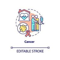 Cancer concept icon. Oncology disease. Palliative care to ask illness abstract idea thin line illustration. Isolated outline drawing. Editable stroke. Arial, Myriad Pro-Bold fonts used