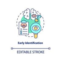 Early identification concept icon. Patient service. Stage of palliative care abstract idea thin line illustration. Isolated outline drawing. Editable stroke. Arial, Myriad Pro-Bold fonts used vector