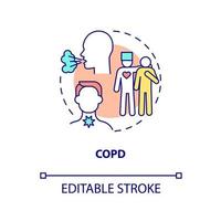 COPD concept icon. Lung disease. Illnesses to ask for palliative care abstract idea thin line illustration. Isolated outline drawing. Editable stroke. Arial, Myriad Pro-Bold fonts used vector