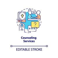 Counseling services concept icon. Patient support. Long term hospice care abstract idea thin line illustration. Isolated outline drawing. Editable stroke. Arial, Myriad Pro-Bold fonts used vector