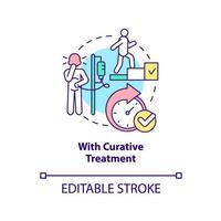 With curative treatment concept icon. Palliative care characteristic abstract idea thin line illustration. Isolated outline drawing. Editable stroke. Arial, Myriad Pro-Bold fonts used vector