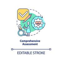 Comprehensive assessment concept icon. Medical service. Palliative care stage abstract idea thin line illustration. Isolated outline drawing. Editable stroke. Arial, Myriad Pro-Bold fonts used vector