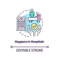 Happens in hospitals concept icon. Patient service. Palliative care characteristic abstract idea thin line illustration. Isolated outline drawing. Editable stroke. Arial, Myriad Pro-Bold fonts used vector