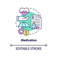 Medication concept icon. Pain alleviation. Hospice provided services abstract idea thin line illustration. Isolated outline drawing. Editable stroke. Arial, Myriad Pro-Bold fonts used