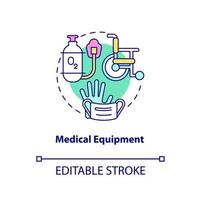 Medical equipment concept icon. Supplies for patients. Hospice provided service abstract idea thin line illustration. Isolated outline drawing. Editable stroke. Arial, Myriad Pro-Bold fonts used vector