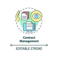 Contract management concept icon. Examples of automation in business abstract idea thin line illustration. Isolated outline drawing. Editable stroke. Arial, Myriad Pro-Bold fonts used vector