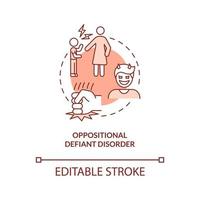 Oppositional defiant disorder terracotta concept icon. Disruptive behavior in child abstract idea thin line illustration. Isolated outline drawing. Editable stroke. Arial, Myriad Pro-Bold fonts used vector