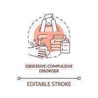 Obsessive-compulsive disorder terracotta concept icon. Fear of contamination abstract idea thin line illustration. Isolated outline drawing. Editable stroke. Arial, Myriad Pro-Bold fonts used vector