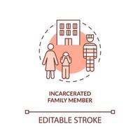 Incarcerated family member terracotta concept icon. Traumatic childhood experience abstract idea thin line illustration. Isolated outline drawing. Editable stroke. Arial, Myriad Pro-Bold fonts used vector