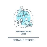 Authoritative style turquoise concept icon. Raising confident kids abstract idea thin line illustration. Isolated outline drawing. Editable stroke. Arial, Myriad Pro-Bold fonts used vector