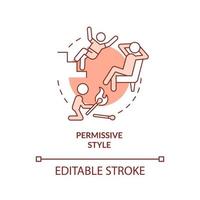 Permissive style terracotta concept icon. Indulgent parenting abstract idea thin line illustration. Child welfare. Isolated outline drawing. Editable stroke. Arial, Myriad Pro-Bold fonts used