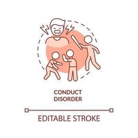 Conduct disorder terracotta concept icon. Ignoring social norms abstract idea thin line illustration. Antisocial behavior. Isolated outline drawing. Editable stroke. Arial, Myriad Pro-Bold fonts used