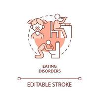 Eating disorders terracotta concept icon. Food intake disorder abstract idea thin line illustration. Bulimia nervosa. Isolated outline drawing. Editable stroke. Arial, Myriad Pro-Bold fonts used