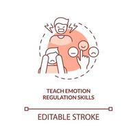 Teaching emotion regulation skills terracotta concept icon. Resist impulsive behavior abstract idea thin line illustration. Isolated outline drawing. Editable stroke. Arial, Myriad Pro-Bold fonts used vector