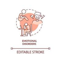 Emotional disorders terracotta concept icon. Facing difficulties with feelings abstract idea thin line illustration. Isolated outline drawing. Editable stroke. Arial, Myriad Pro-Bold fonts used vector