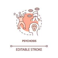 Psychosis terracotta concept icon. Teenager mental disorder abstract idea thin line illustration. Psychotic episodes. Isolated outline drawing. Editable stroke. Arial, Myriad Pro-Bold fonts used vector