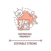 Destroying property terracotta concept icon. Intense anger. Teenager mental issues abstract idea thin line illustration. Isolated outline drawing. Editable stroke. Arial, Myriad Pro-Bold fonts used vector