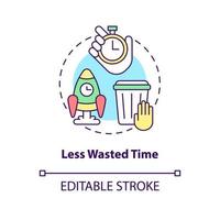 Less wasted time concept icon. Faster decisions. Benefits of BPA in banking abstract idea thin line illustration. Isolated outline drawing. Editable stroke. Arial, Myriad Pro-Bold fonts used vector