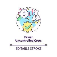 Fewer uncontrolled costs concept icon. Benefits of BPA in banking abstract idea thin line illustration. Isolated outline drawing. Editable stroke. Arial, Myriad Pro-Bold fonts used vector