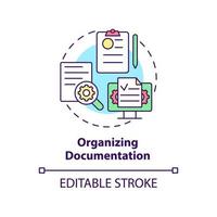 Organizing documentation concept icon. Benefits of BPA in banking abstract idea thin line illustration. Isolated outline drawing. Editable stroke. Arial, Myriad Pro-Bold fonts used