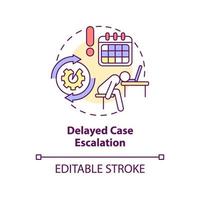 Delayed case escalation concept icon. Repeatable tasks. BPA challenges abstract idea thin line illustration. Isolated outline drawing. Editable stroke. Arial, Myriad Pro-Bold fonts used vector