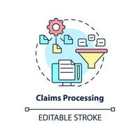 Claims processing concept icon. Examples of automation in business abstract idea thin line illustration. Isolated outline drawing. Editable stroke. Arial, Myriad Pro-Bold fonts used vector